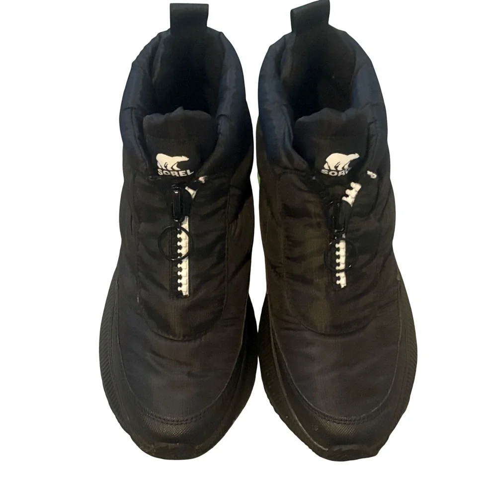 Sorel Out N About III Puffy Zip Waterproof Black White‎ Insulated Boots 8.5 B